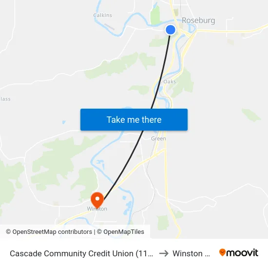 Cascade Community Credit Union (1123 W Harvard Ave) to Winston OR USA map