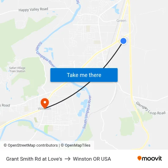 Grant Smith Rd at Love's to Winston OR USA map
