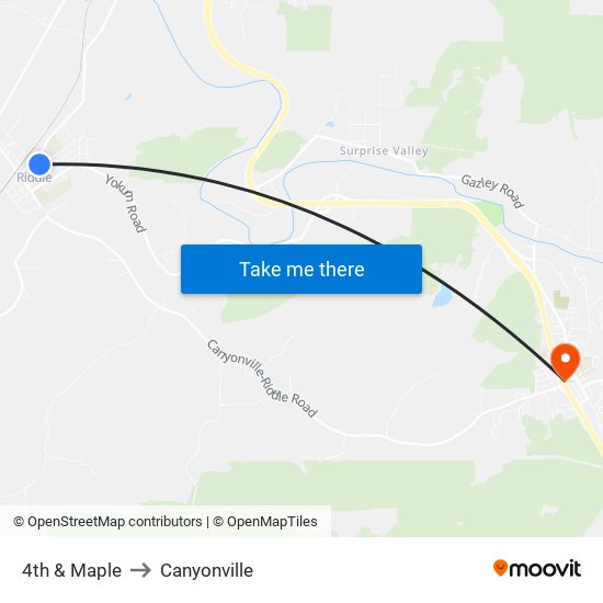 4th & Maple to Canyonville map