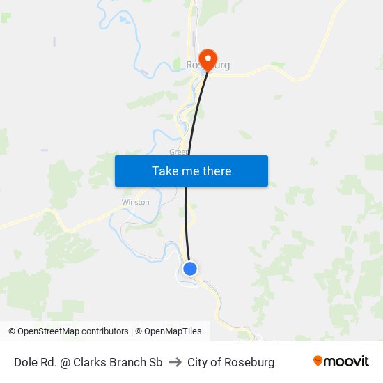 Dole Rd. @ Clarks Branch Sb to City of Roseburg map