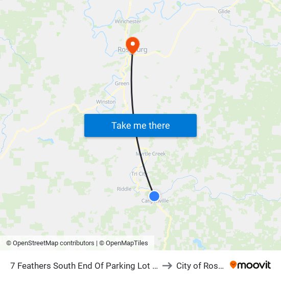 7 Feathers South End Of Parking Lot (Park & Ride) to City of Roseburg map