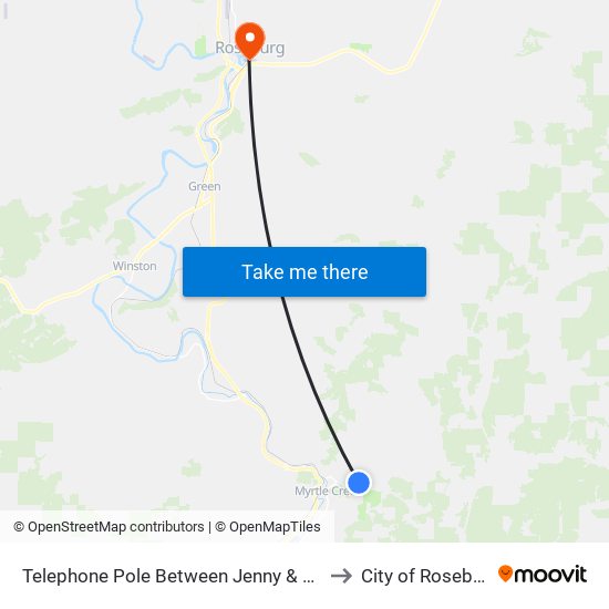 Telephone Pole Between Jenny & Bond to City of Roseburg map