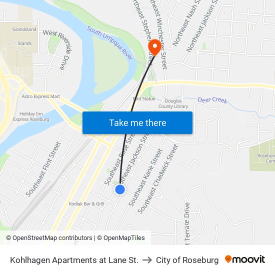 Kohlhagen Apartments at Lane St. to City of Roseburg map