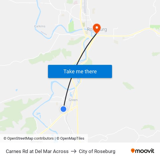 Carnes Rd at Del Mar Across to City of Roseburg map