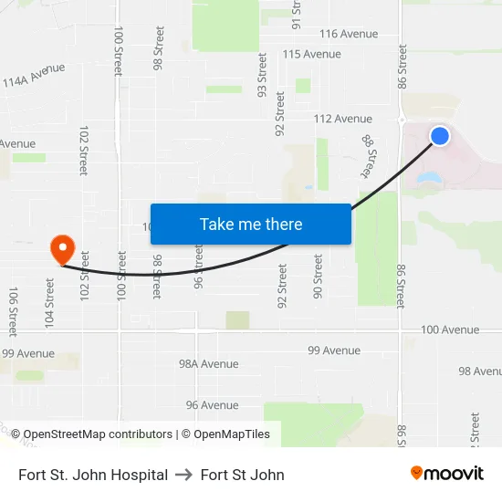 Fort St. John Hospital to Fort St John map