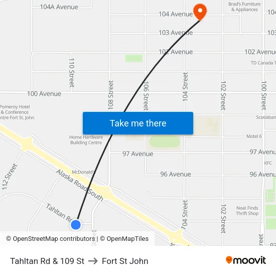 Tahltan Rd & 109 St to Fort St John map