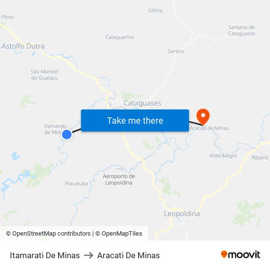 Itamarati De Minas to Aracati De Minas map