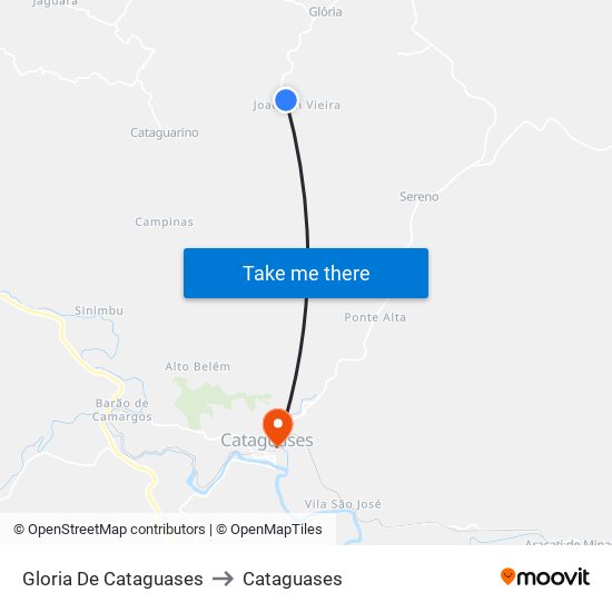 Gloria De Cataguases to Cataguases map