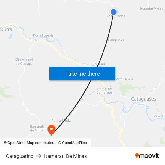 Cataguarino to Itamarati De Minas map