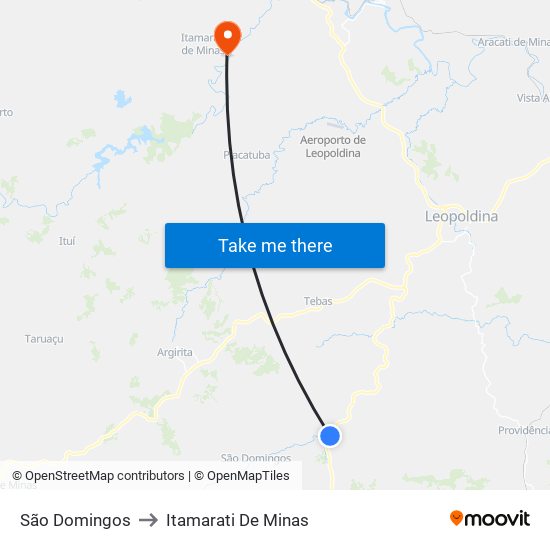 São Domingos to Itamarati De Minas map