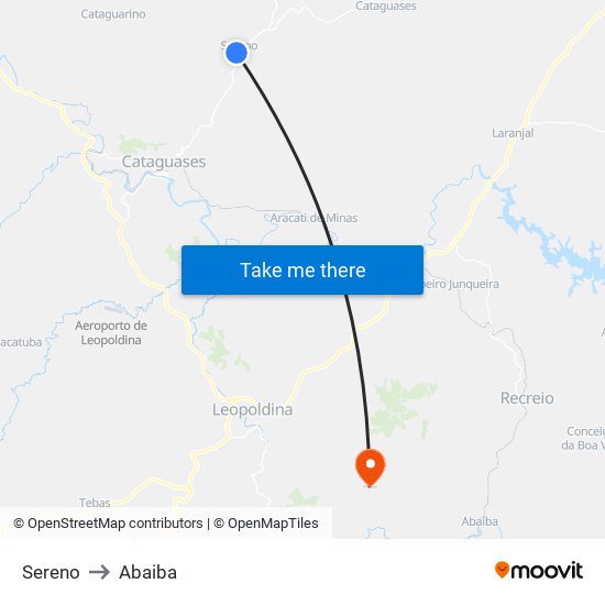 Sereno to Abaiba map