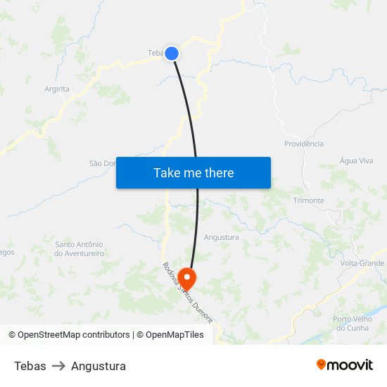 Tebas to Angustura map