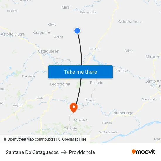 Santana De Cataguases to Providencia map