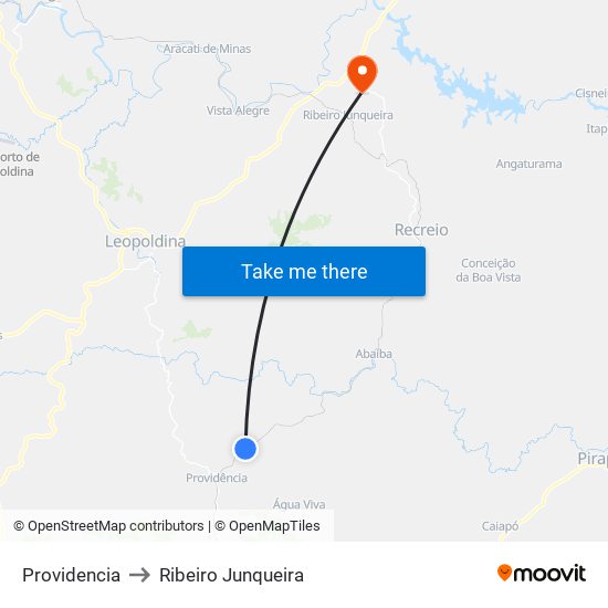 Providencia to Ribeiro Junqueira map