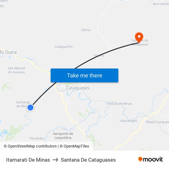 Itamarati De Minas to Santana De Cataguases map