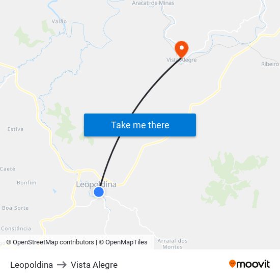 Leopoldina to Vista Alegre map