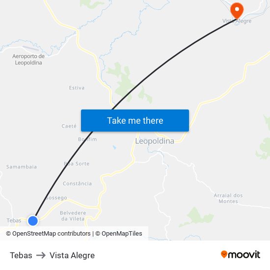 Tebas to Vista Alegre map