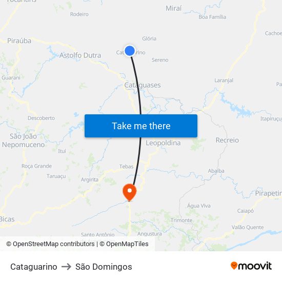 Cataguarino to São Domingos map