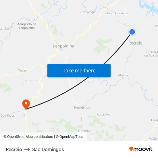 Recreio to São Domingos map