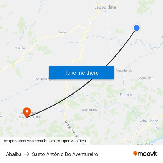 Abaiba to Santo Antônio Do Aventureiro map