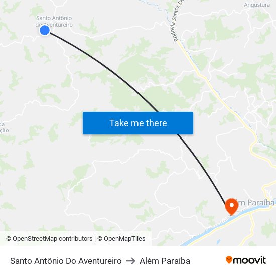 Santo Antônio Do Aventureiro to Além Paraíba map