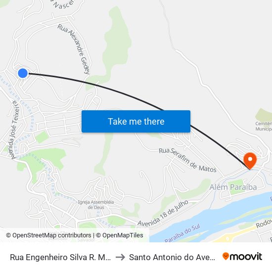 Rua Engenheiro Silva R. Maia, 212 to Santo Antonio do Aventureiro map