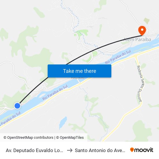 Av. Deputado Euvaldo Lodi, 1100 to Santo Antonio do Aventureiro map