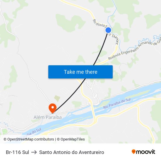 Br-116 Sul to Santo Antonio do Aventureiro map