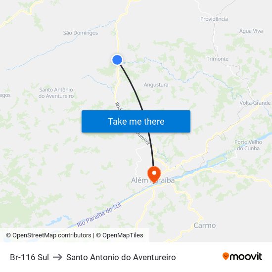 Br-116 Sul to Santo Antonio do Aventureiro map