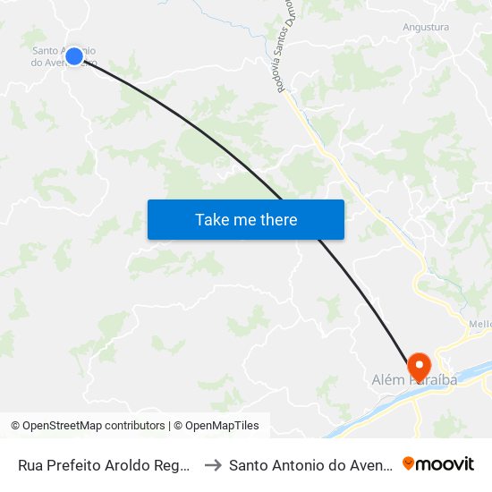 Rua Prefeito Aroldo Regazio, 50 to Santo Antonio do Aventureiro map