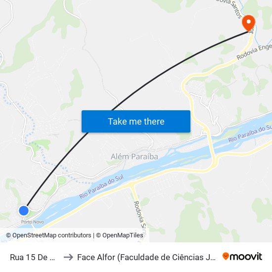 Rua 15 De Novembro, 96 to Face Alfor (Faculdade de Ciências Jurídicas e Gerenciais Alves Fortes) map