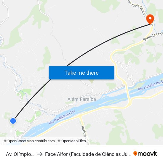 Av. Olímpio Cortês, 663 to Face Alfor (Faculdade de Ciências Jurídicas e Gerenciais Alves Fortes) map