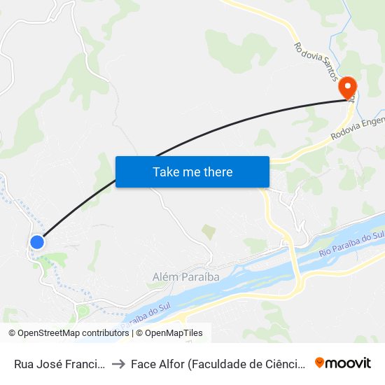 Rua José Francisco Dos Santos, 276 to Face Alfor (Faculdade de Ciências Jurídicas e Gerenciais Alves Fortes) map