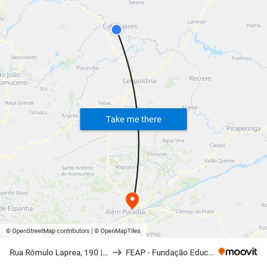 Rua Rômulo Laprea, 190 | Ponto Final Do Imê Farage to FEAP - Fundação Educacional de Além Paraíba map