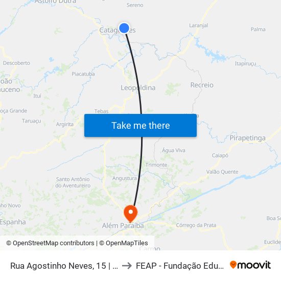 Rua Agostinho Neves, 15 | Ponto Final Do São Sebastião to FEAP - Fundação Educacional de Além Paraíba map