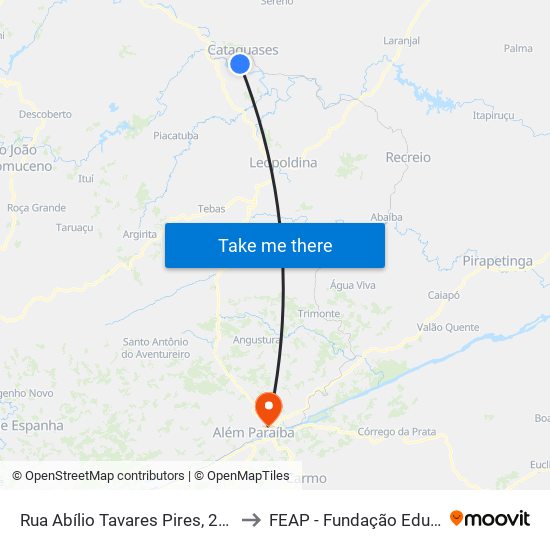 Rua Abílio Tavares Pires, 225 | Ponto Final Do Bom Pastor to FEAP - Fundação Educacional de Além Paraíba map