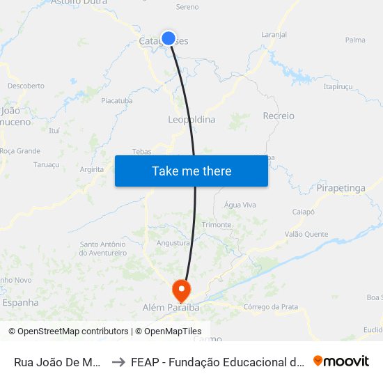 Rua João De Moura, 201 to FEAP - Fundação Educacional de Além Paraíba map