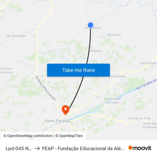 Lpd-045 Norte to FEAP - Fundação Educacional de Além Paraíba map