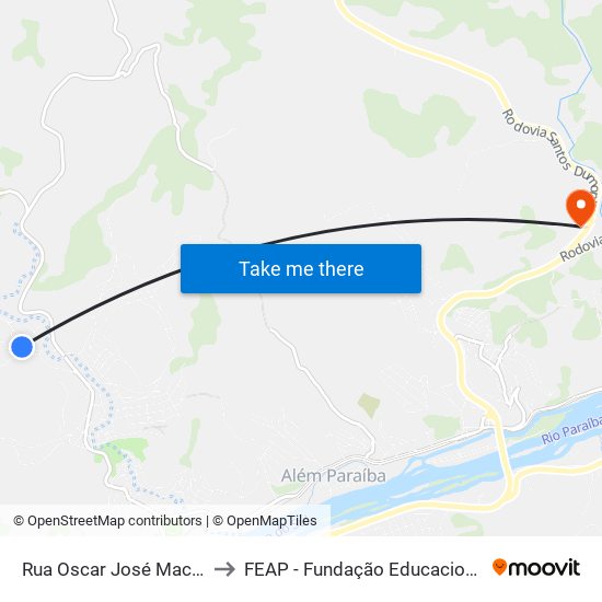 Rua Oscar José Machado Neto, 180 to FEAP - Fundação Educacional de Além Paraíba map