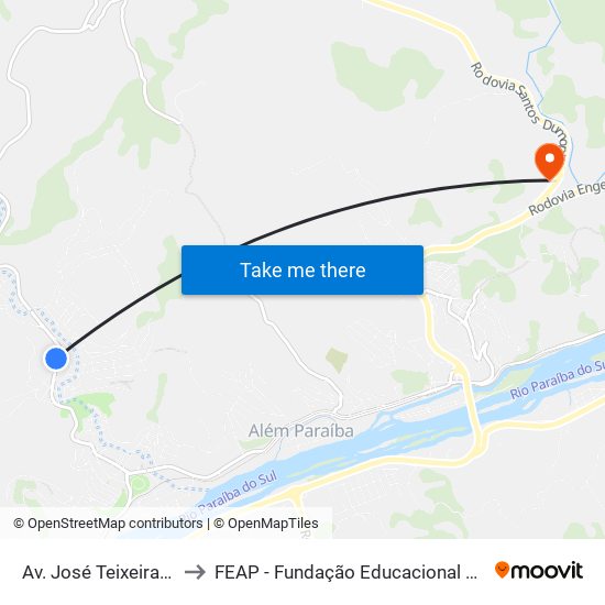 Av. José Teixeira Rios, 395 to FEAP - Fundação Educacional de Além Paraíba map