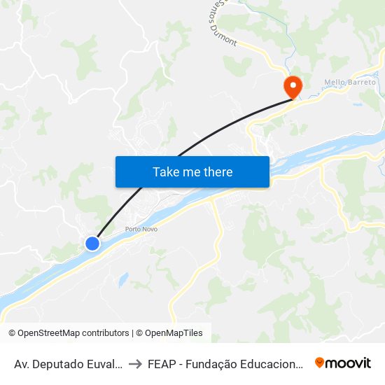 Av. Deputado Euvaldo Lodi, 344 to FEAP - Fundação Educacional de Além Paraíba map