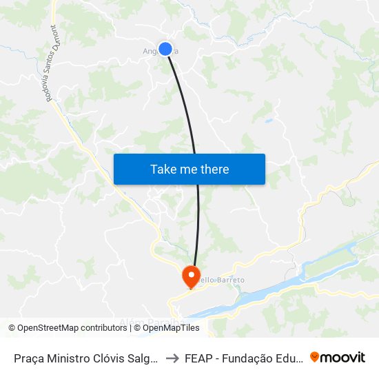 Praça Ministro Clóvis Salgado | Ponto Final De Angustura to FEAP - Fundação Educacional de Além Paraíba map