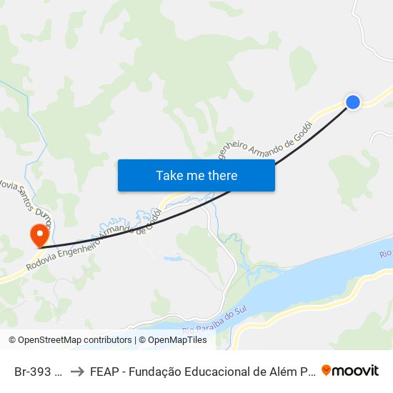 Br-393 Sul to FEAP - Fundação Educacional de Além Paraíba map