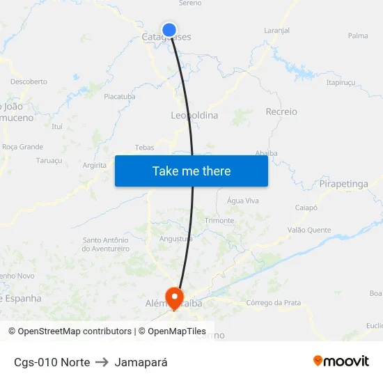 Cgs-010 Norte to Jamapará map