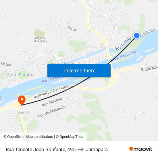 Rua Tenente João Bonfante, 495 to Jamapará map