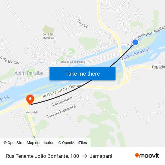 Rua Tenente João Bonfante, 180 to Jamapará map