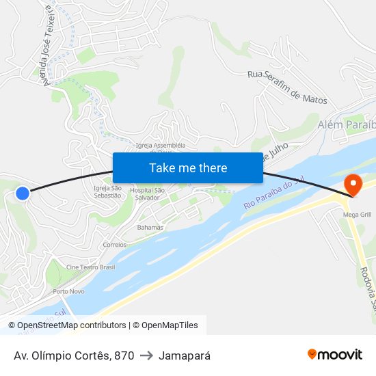 Av. Olímpio Cortês, 870 to Jamapará map