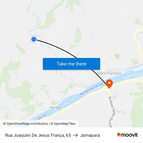 Rua Joaquim De Jesus França, 65 to Jamapará map