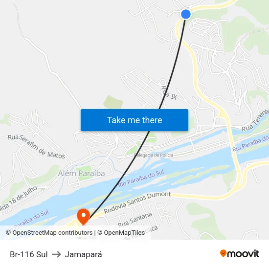 Br-116 Sul to Jamapará map
