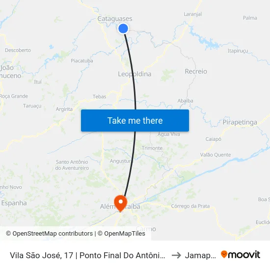 Vila São José, 17 | Ponto Final Do Antônio Justino to Jamapará map